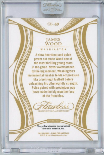 2025 Panini Flawless James Wood #49 Yellow Diamond /10 Rookie RC Baseball Card