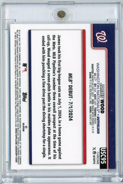 2025 Topps Chrome Update James Wood #USC95 Black Raywave Refractor /10 Rookie RC Baseball Card