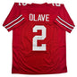 Autographed/Signed Chris Olave Ohio State Red College Football Jersey Beckett BAS COA