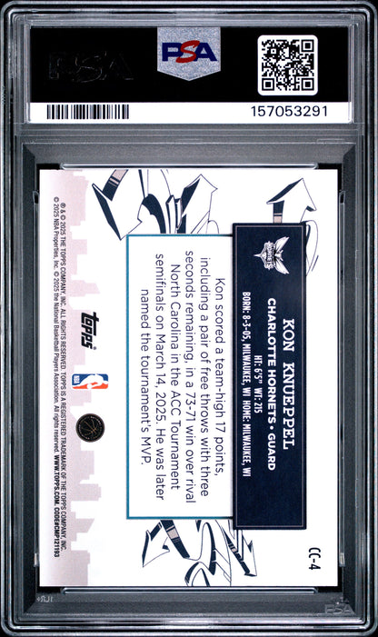 Graded 2025 Topps Kon Knueppel #CC4 Clutch City Prospects Holo Foil Rookie RC Basketball Card PSA 10 Gem Mint