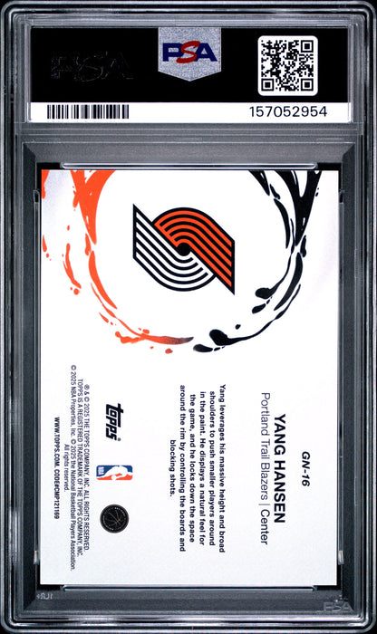 Graded 2025 Topps Yang Hansen #GN-16 Generation Now Holo Foil Rookie RC Basketball Card PSA 10 Gem Mint