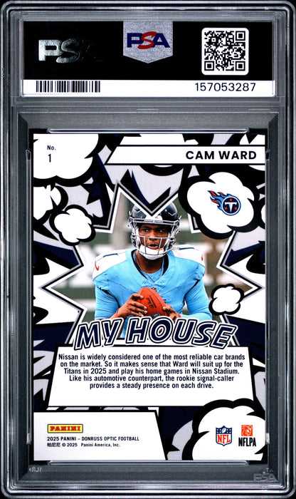 Graded 2025 Panini Donruss Optic Cam Ward #1 My House Rookie RC Football Card PSA 10 Gem Mint