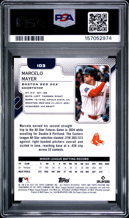 Graded 2025 Topps Pristine Marcelo Mayer #103 Rookie RC Baseball Card PSA 10 Gem Mint