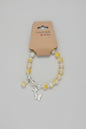 Boho Yellow Bead Butterfly Charm Bracelet