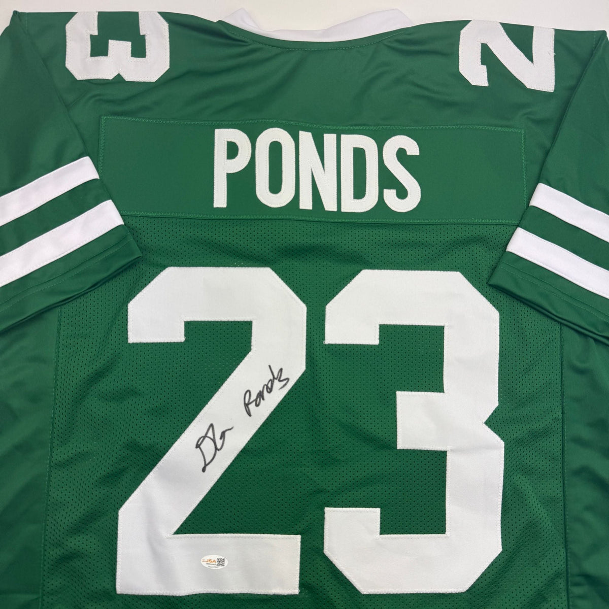 Autographed/Signed D'Angelo Ponds New York Green Football Jersey JSA COA