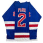 Autographed/Signed Brad Park New York Blue Hockey Jersey JSA COA