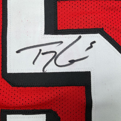 Autographed/Signed Trey Lance San Francisco Red Alternate Football Jersey Beckett BAS COA