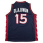 Autographed/Signed Hakeem Olajuwon United States USA Olympics Blue Basketball Jersey JSA COA