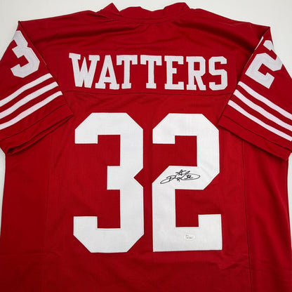 Autographed/Signed Ricky Watters San Francisco Red Football Jersey JSA COA