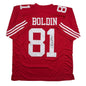 Autographed/Signed Anquan Boldin San Francisco Red Football Jersey JSA COA