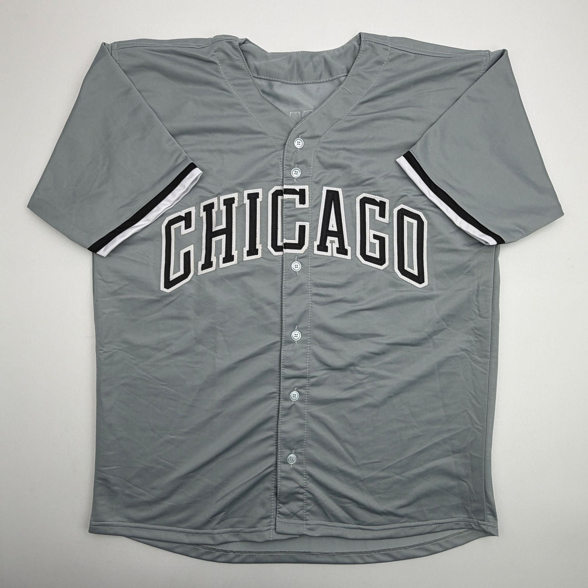 Autographed/Signed Sam Antonacci Chicago Grey Baseball Jersey Beckett BAS COA