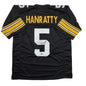 Autographed/Signed Terry Hanratty Pittsburgh Black Football Jersey Beckett BAS COA