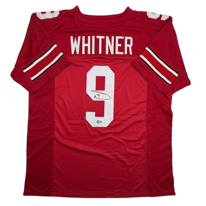 Autographed/Signed Donte Whitner Ohio State Red College Football Jersey Beckett BAS COA