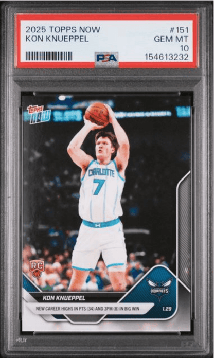 Graded 2025 Topps Now Kon Knueppel #151 Rookie RC Basketball Card PSA 10 Gem Mint