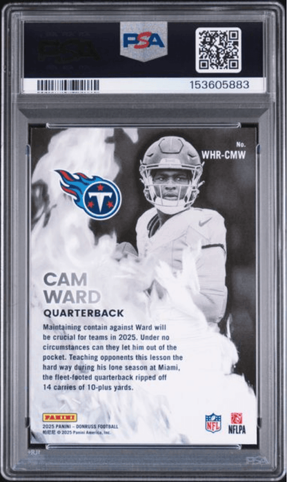 Graded 2025 Panini Donruss Optic Cam Ward #WHRCMW White Hot Rookies Rookie RC Football Card PSA 10 Gem Mint