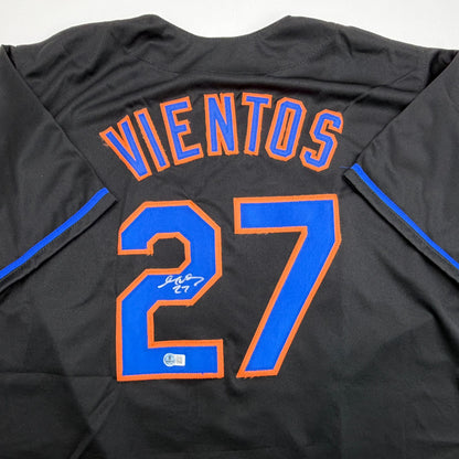 Autographed/Signed Mark Vientos New York Black Baseball Jersey Beckett BAS COA