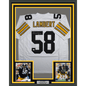 Framed Autographed/Signed Jack Lambert 35x39 Pittsburgh White Football Jersey JSA COA