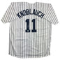 Autographed/Signed Chuck Knoblauch "98-00 WSC" New York Pinstripe Baseball Jersey Beckett BAS COA