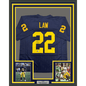 Framed Autographed/Signed Ty Law 35x39 Michigan Blue College Football Jersey Beckett BAS COA