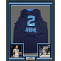 Framed Autographed/Signed Ty Jerome 35x39 Memphis Navy Blue Basketball Jersey Beckett BAS COA