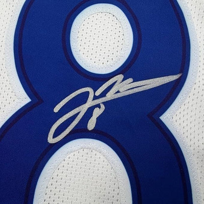 Framed Autographed/Signed Jared Verse 35x39 Los Angeles LA White Football Jersey Beckett BAS COA