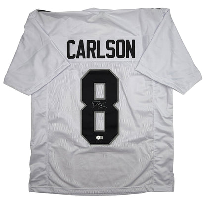 Autographed/Signed Daniel Carlson Las Vegas White Football Jersey Beckett BAS COA