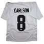 Autographed/Signed Daniel Carlson Las Vegas White Football Jersey Beckett BAS COA