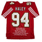 Autographed/Signed Charles Haley San Francisco Red Alternate Stat Football Jersey JSA COA