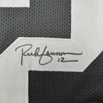 Framed Autographed/Signed Rich Gannon 35x39 Oakland Las Vegas Black Football Jersey JSA COA