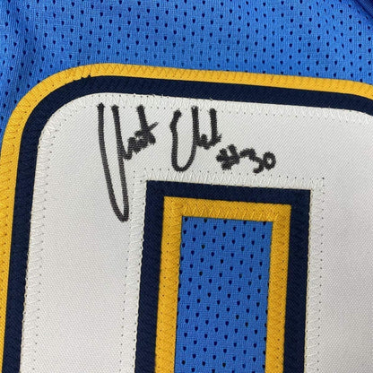 Framed Autographed/Signed Austin Ekeler 35x39 Los Angeles LA Powder Blue Football Jersey Beckett BAS COA