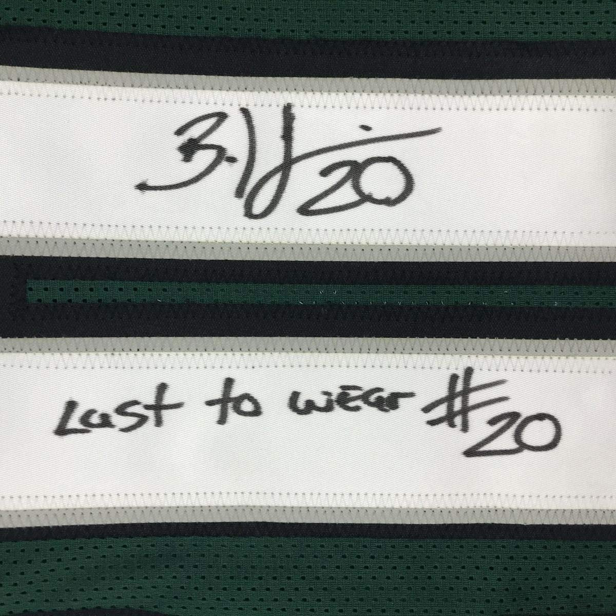 Framed Autographed/Signed Brian Dawkins 35x39 Inscribed Last To Wear #20 Philadelphia Green Football Jersey JSA COA