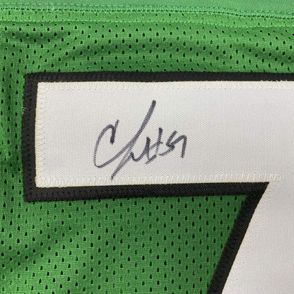 Framed Autographed/Signed CJ C.J. Mosley 35x39 New York Green Football Jersey JSA COA