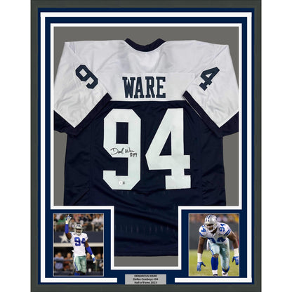 Framed Autographed/Signed Demarcus Ware 35x39 Dallas Thanksgiving Day Football Jersey Beckett BAS COA
