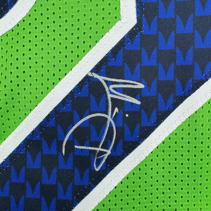Framed Autographed/Signed Devon Witherspoon 35x39 Seattle Green Football Jersey JSA COA