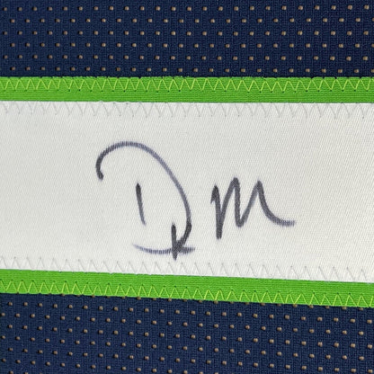 Framed Autographed/Signed DK D.K. Metcalf 35x39 Seattle Blue Football Jersey JSA COA #2