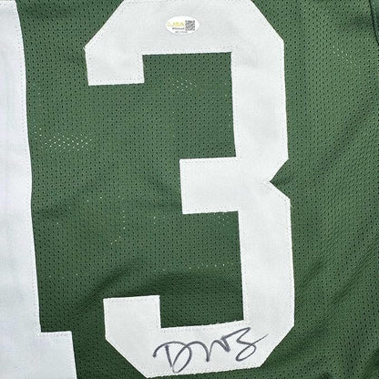 Framed Autographed/Signed Dontayvion Wicks 35x39 Green Bay Green Football Jersey JSA COA