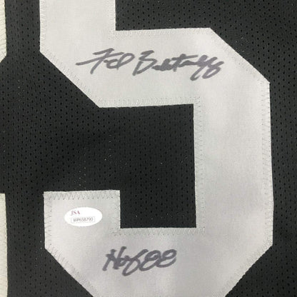 Framed Autographed/Signed Fred Biletnikoff HOF 88 35x39 Oakland Black Football Jersey JSA COA