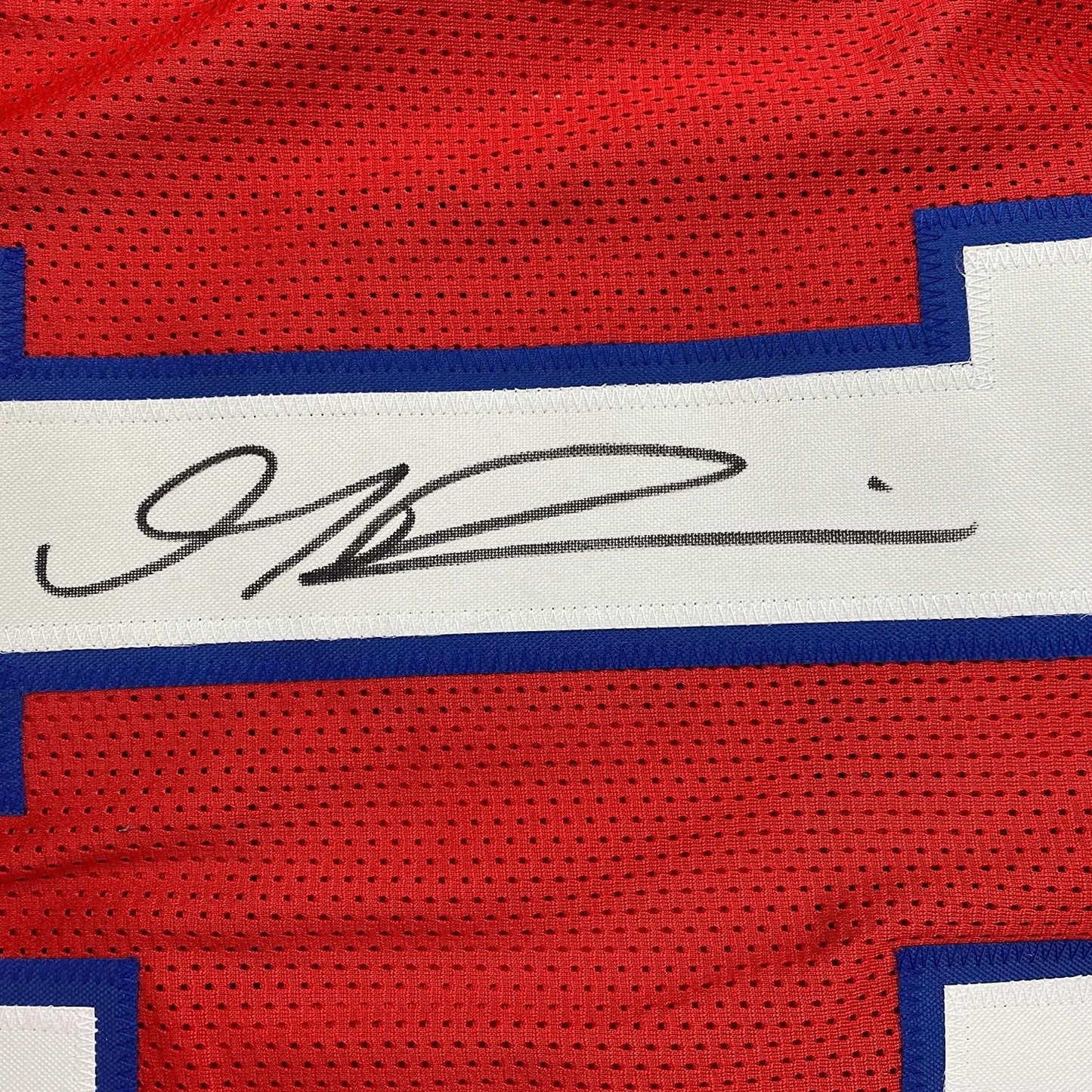 Framed Autographed/Signed Gabriel Gabe 35x39 Davis Buffalo Red Football Jersey Beckett BAS COA