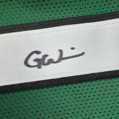 Framed Autographed/Signed Garrett Wilson 35x39 New York Green Football Jersey JSA COA