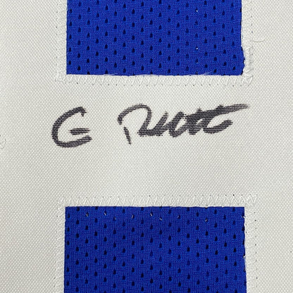 Framed Autographed/Signed Gary Brackett 35x39 Indianapolis Blue Football Jersey JSA COA