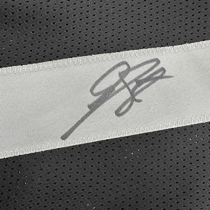 Framed Autographed/Signed Geno Smith 35x39 Oakland Black Football Jersey Beckett BAS COA