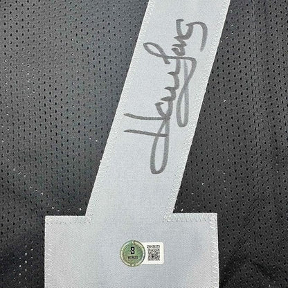 Framed Autographed/Signed Howie Long 35x39 Oakland White Football Jersey Beckett BAS COA