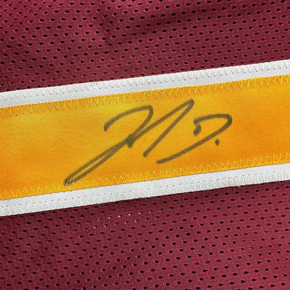 Framed Autographed/Signed Jahan Dotson 35x39 Washington Burgundy Football Jersey JSA COA