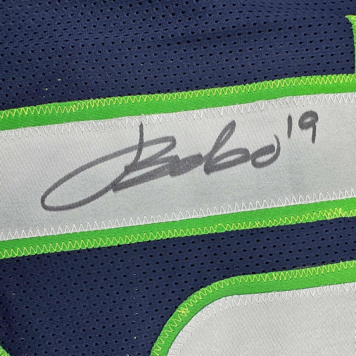 Framed Autographed/Signed Jake Bobo 35x39 Seattle Blue Football Jersey JSA COA