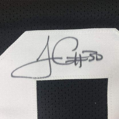 Framed Autographed/Signed James Conner 35x39 Pittsburgh Black Football Jersey Beckett BAS COA