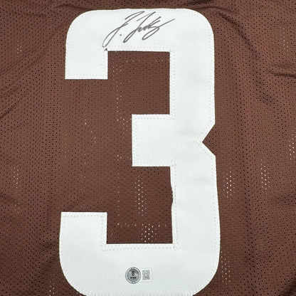 Framed Autographed/Signed Jerry Jeudy 35x39 Cleveland Brown Football Jersey Beckett BAS COA