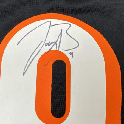 Framed Autographed/Signed Joe Burrow 35x39 Cincinnati Bengals Black Authentic Nike Game Football Jersey Fanatics COA