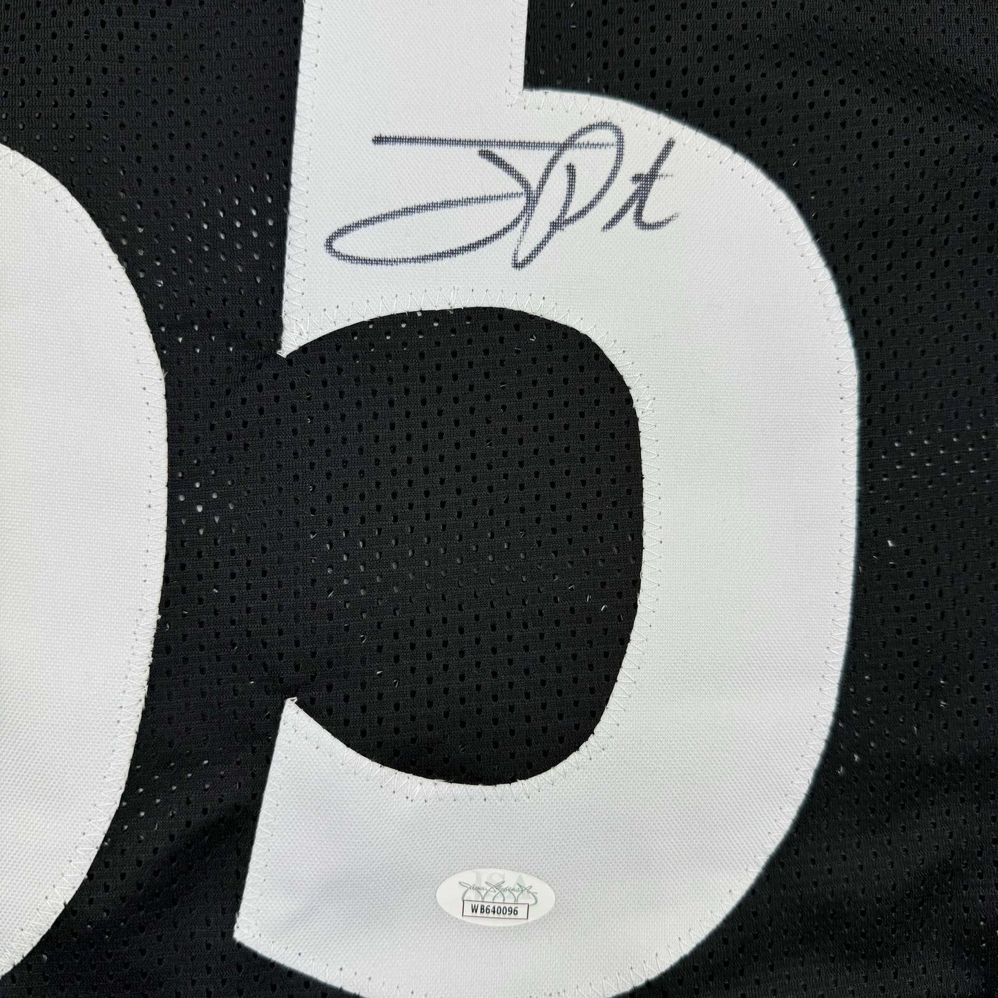 Framed Autographed/Signed Joey Porter Sr. 35x39 Pittsburgh Black Football Jersey JSA COA
