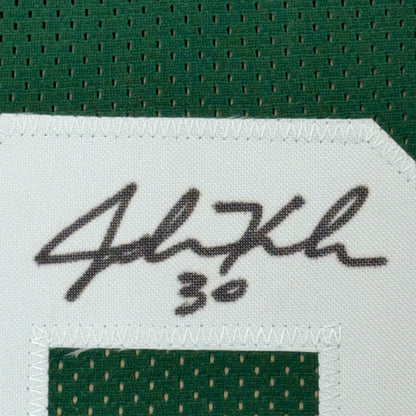 Framed Autographed/Signed John Kuhn 35x39 Green Bay Green Football Jersey PSA/DNA COA