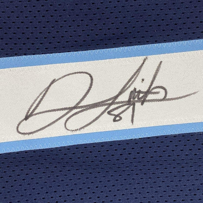 Framed Autographed/Signed Jonnu Smith 35x39 Tennessee Dark Blue Football Jersey Beckett BAS COA